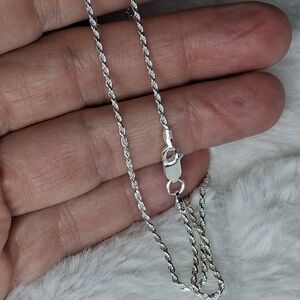 Solid 925 Sterling Silver  16" Diamond Cut Flex Rope